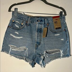 Levi's Women's Size 28 Ripped Jean Shorts - Light Blue